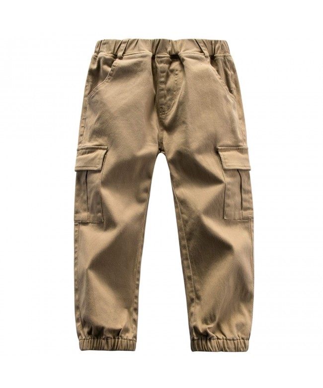 Boys' Casual Cotton Cargo Pants Adjustable Elastic Waist Jogger ...