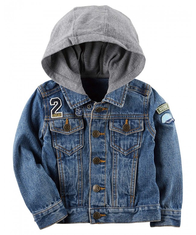 Toddler Boys' Hooded Denim Jacket - C3187CDD2GT