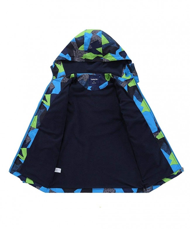 Boys Outdoor Color Block Fleece Lining Windproof Jackets with Hood ...