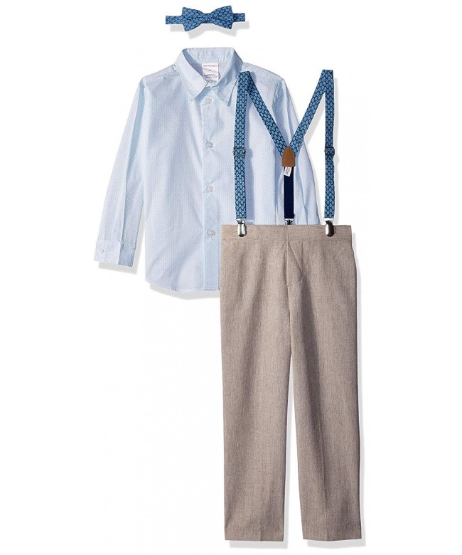 Boys' Little Four Piece Suspender Set - Linen Cornstalk - C1180E9GE48