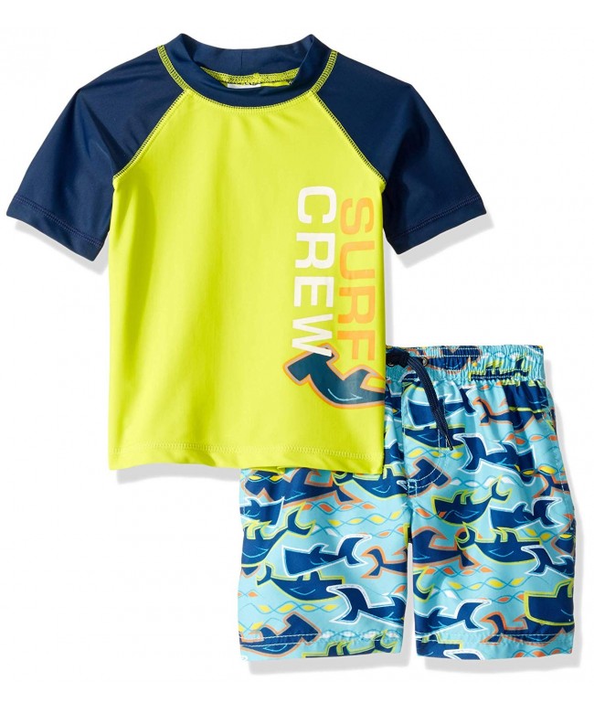Boys Set with Short Sleeve Rashguard Swim Shirt - 