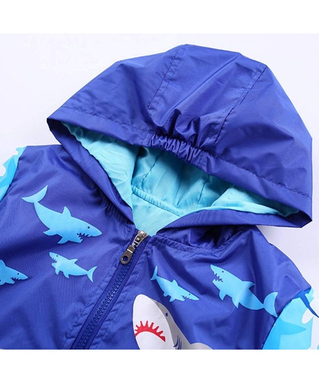 Kids Girls Boys Cartoon Shark Windproof Jacket Casual Zipper Hooded ...