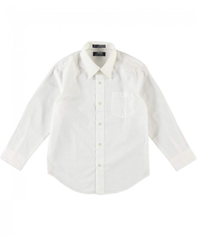 School Uniform Boys Long Sleeve Classic Dress Shirt - White - CF182HQ9CQQ