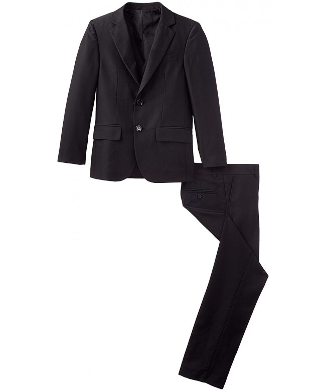 Big Boys' Sheen Textured Three-Piece Suit Set - Black - CE11Y9FN78B