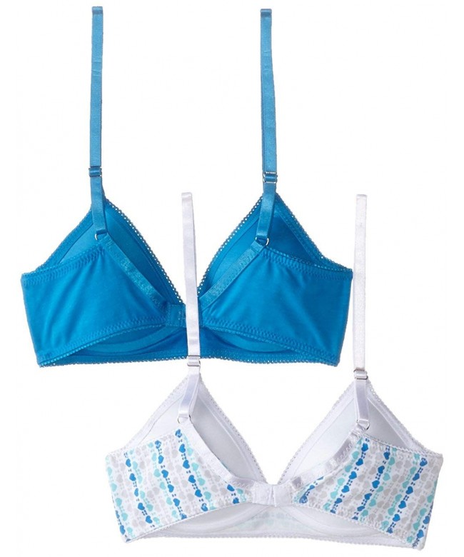 Girls Lightly Lined Wirefree Cotton Bra Pack Of 2 Diagonal Hearts