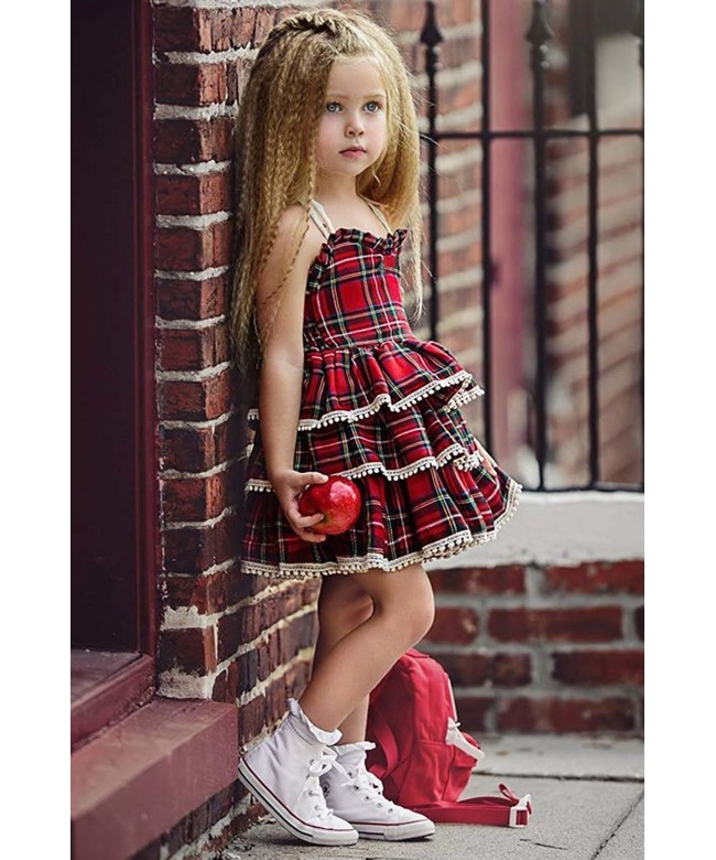 Girls Plaid Dress Baby Girl Plaid Pleated Dress Holiday Party Christmas ...