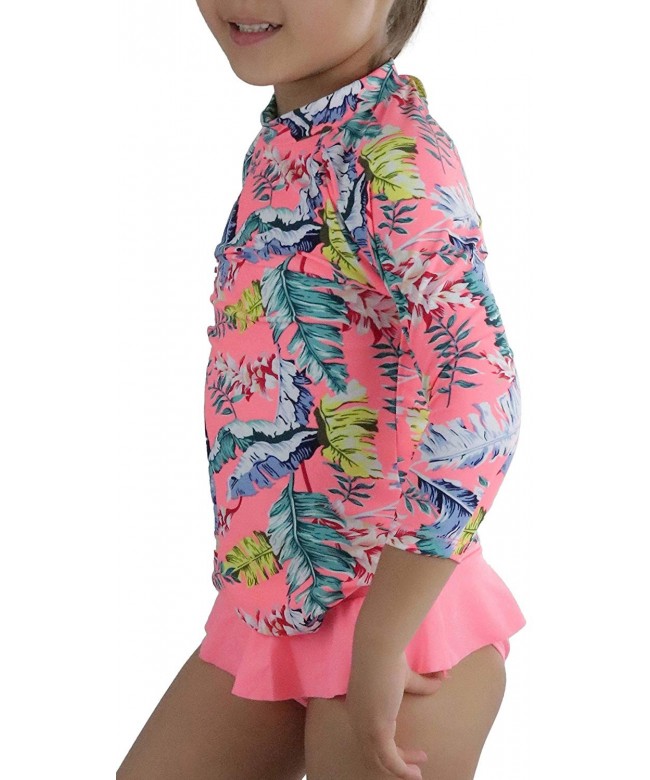 Download Girls' 3/4 Sleeve Graphic Print Mock Neck Rashguard Top - Tropical Coral - CU17YWIZXXR