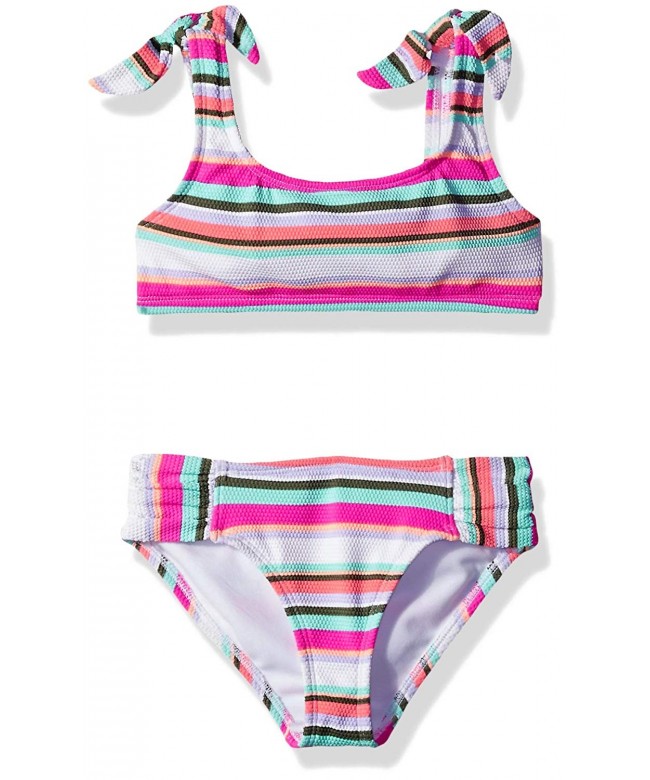Big Girls' Bralette Bikini Swimsuit Set with Tie Back - Multi Color ...