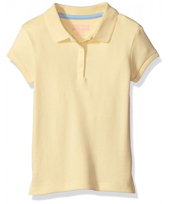 Girls' Short Sleeve Polo - Light Yellow - CL12E3Y1A0D