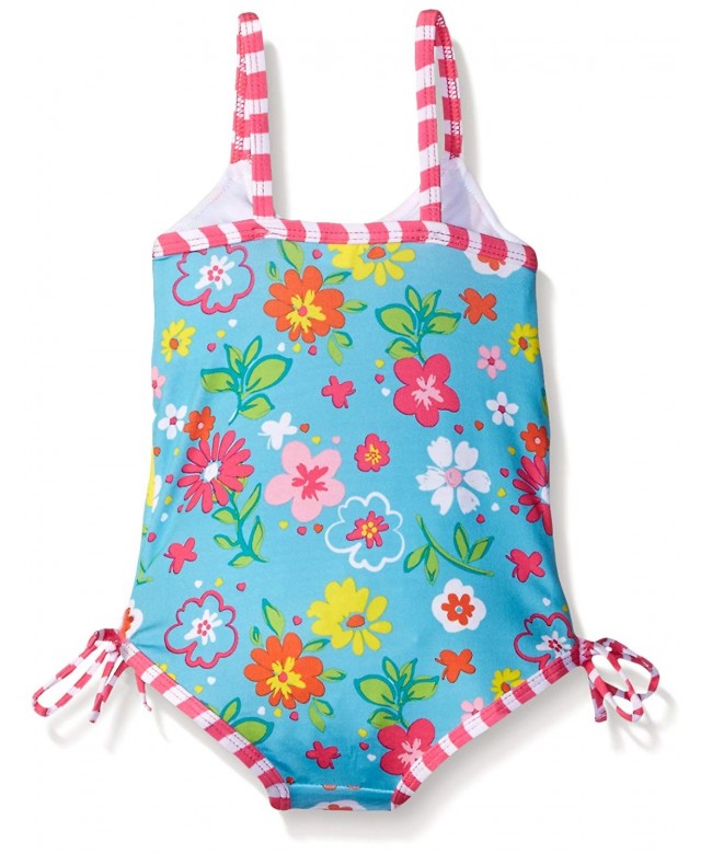 Girls' Floral One Piece Swimsuit - Turquoise - CD120E75XDJ